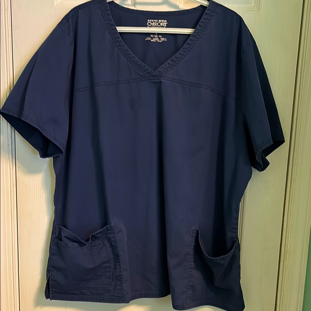 Cherokee Workwear Core Stretch Navy Plus Scrub Top. Size 3X.